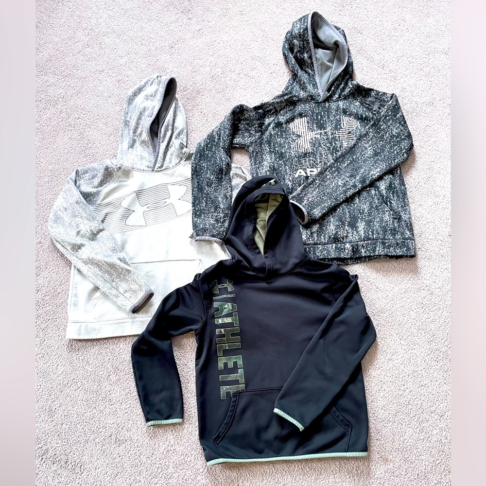 Mixed Lot (3) UA Under Armour Hoodies Sweatshirts Boys Youth Large YLG